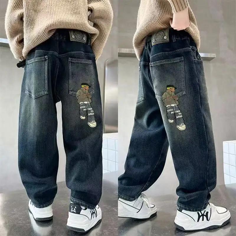 Pantalon en jean décontracté pour garçons, collection Printemps-Automne 2026, pour enfants de 4 à 14