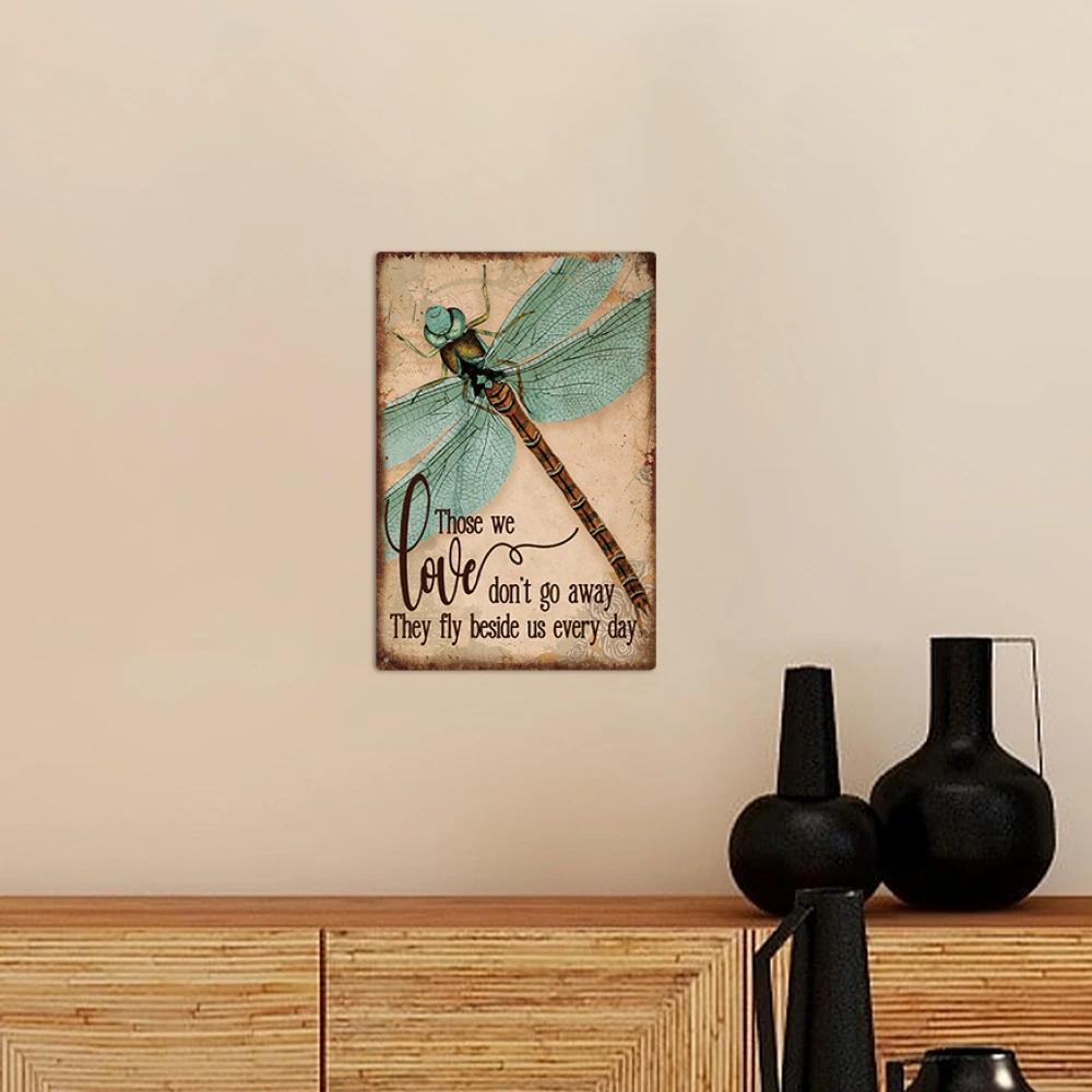 Putuo Decor-Affiche d'art mural en métal libellule, citation de motivation vintage, 18 plaques, Hiph
