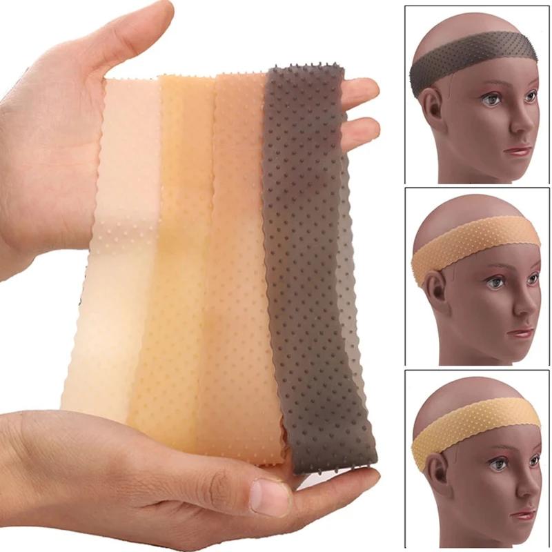 Bandeau en silicone antidérapant sans couture avec bonnet de perruque en nylon extensible pour la fi