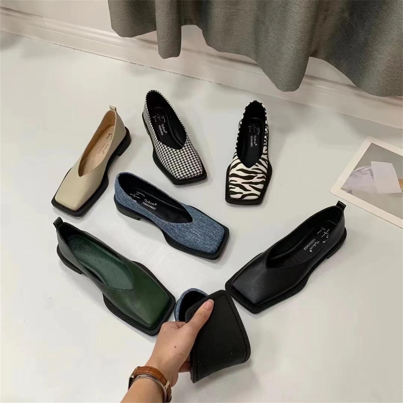 Bailamos-Chaussures plates carrées pour femmes, mocassins décontractés, doux, élastiques, ballerine