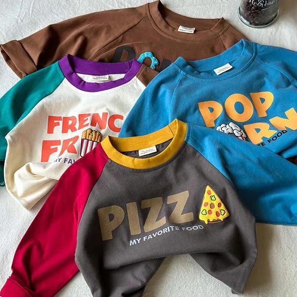 UNITIM enfants contraste T-shirt conception dessin animé à manches longues bébé garçons hauts printe