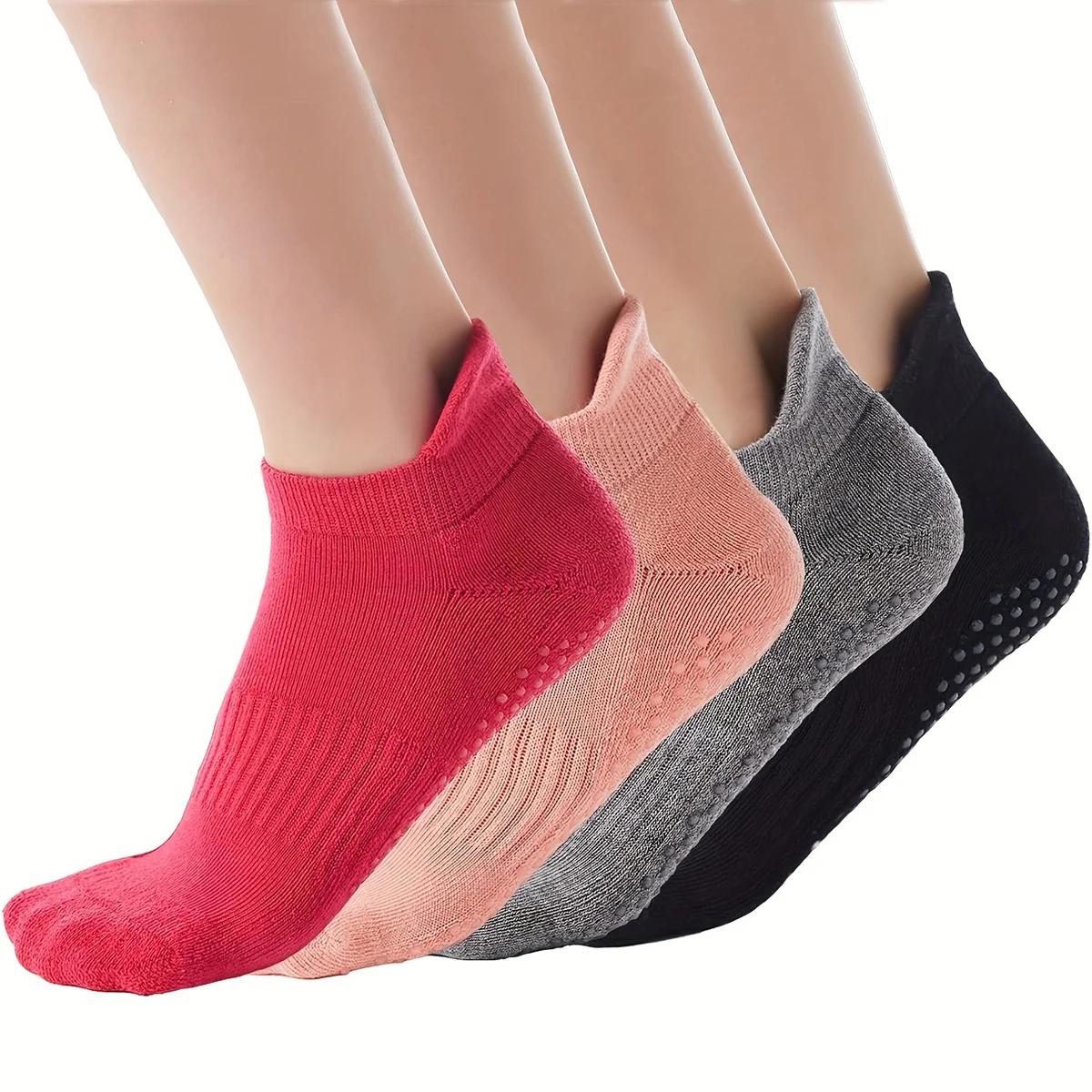 Chaussettes pilates antidérapantes femme - Chaussettes yoga coton fitness gymnastique danse ballet