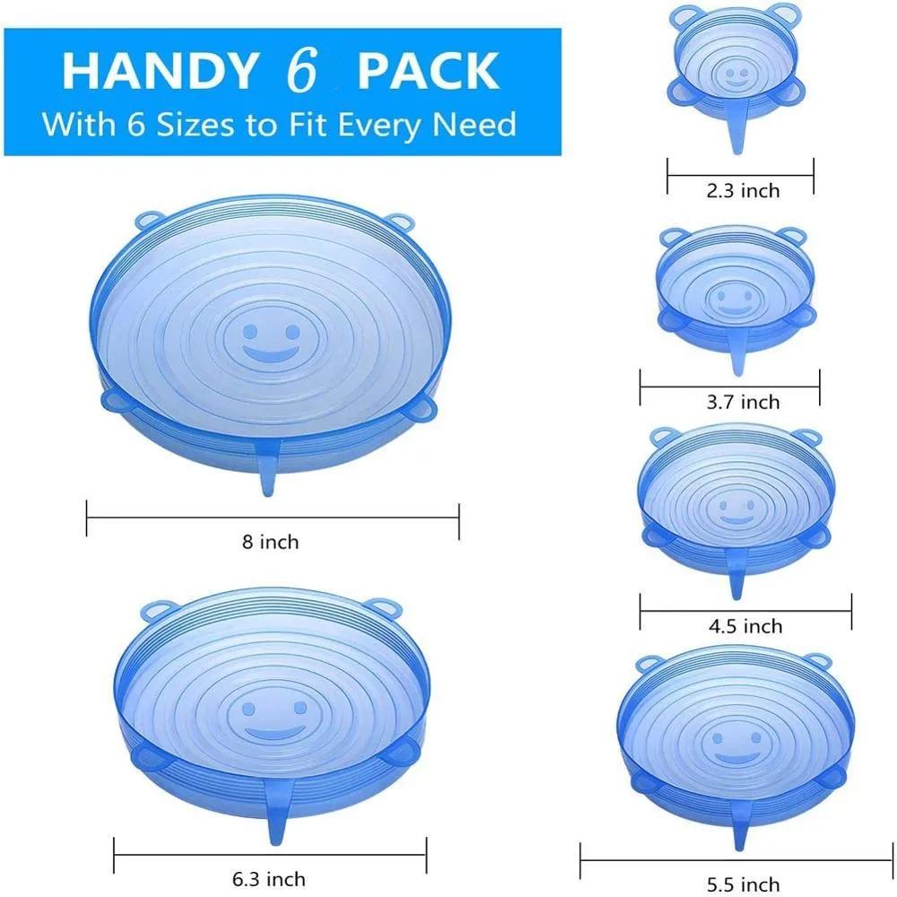 Couvercles extensibles en Silicone pour la cuisine, 6 pièces, pour le micro-ondes, les aliments