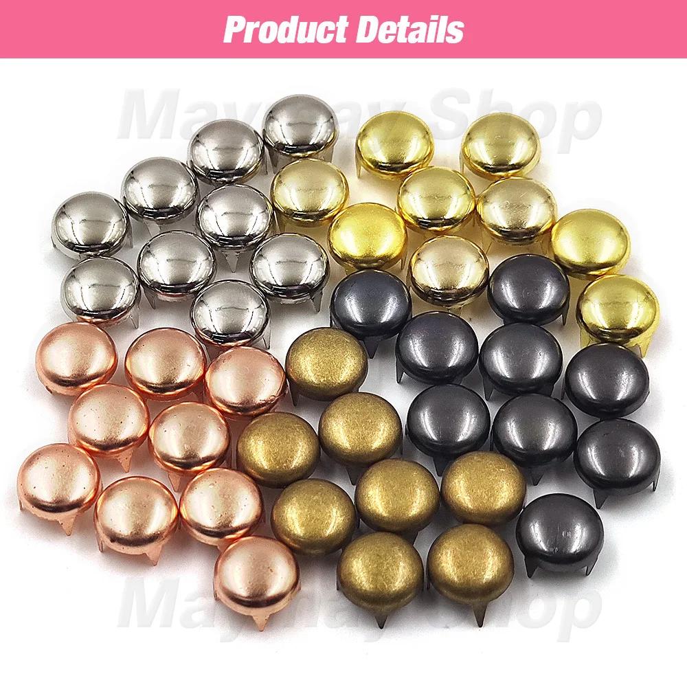 Rivets à quatre griffes 6-12mm, 100 pièces, goujons à pointes rondes, Rivets pyramidaux pour l'artis