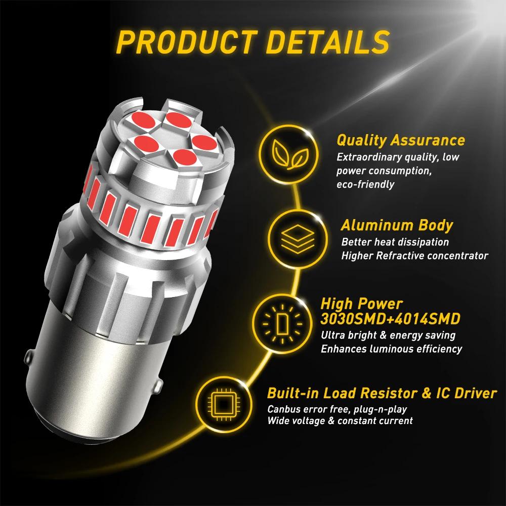 AUXITO 2X P21W BA15S LED 1156 7506 BAY15D 1157 P21/5W ampoule LED lumières de voiture Super lumineus