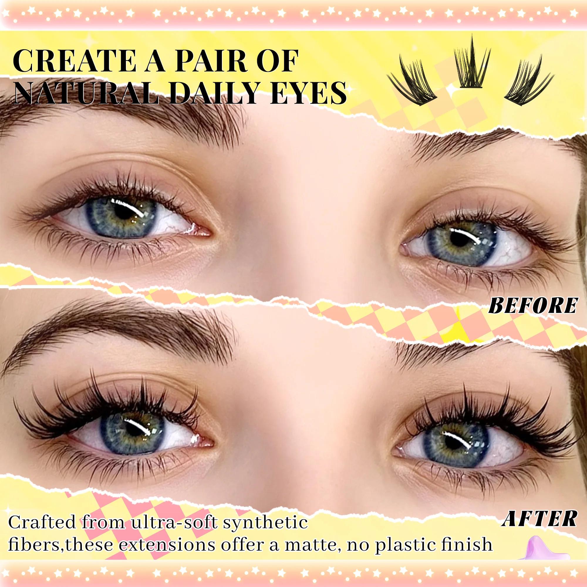 FQB – Kit de grappes de cils Manga, avec liaison et joint de cils, Extensions de cils, plateau mixte