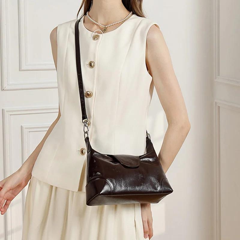 Sac à main en cuir véritable souple pour femme, sac à bandoulière décontracté multifonctionnel pour