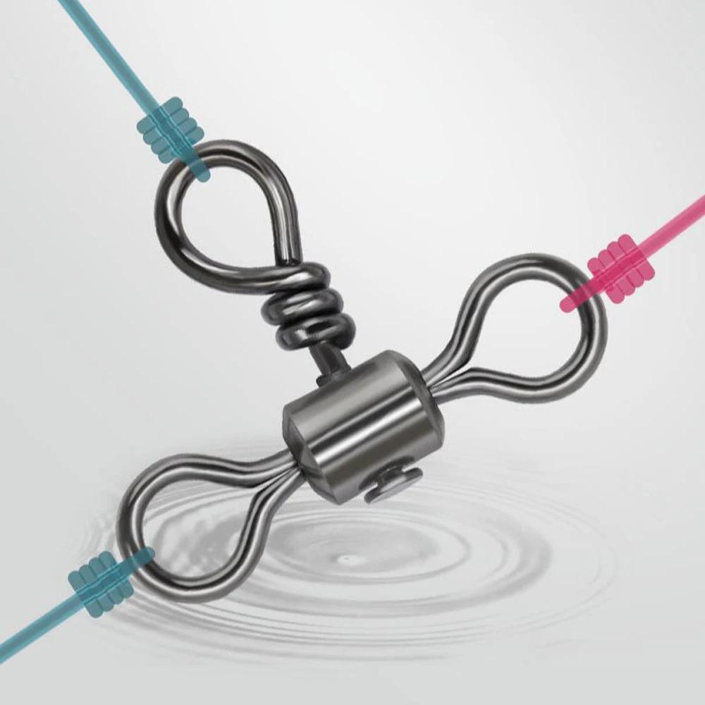 DNDYUJU 30 pièces 3 voies baril ligne transversale pêche pivotant avec anneau solide en laiton croch
