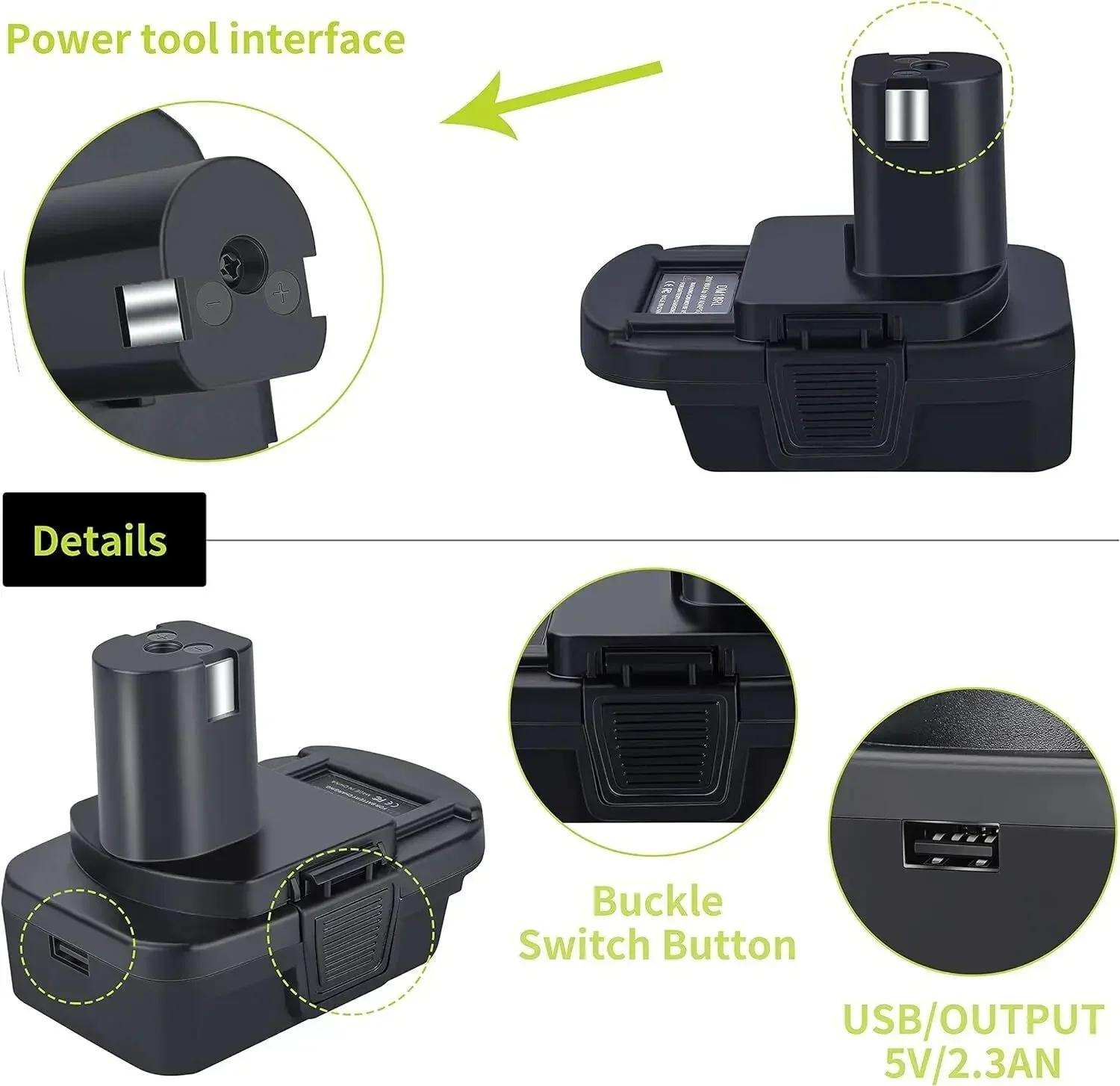 Adaptateur de batterie avec port USB pour Dewalt vers pour outils Ryobi pour batterie Milwaukee, con