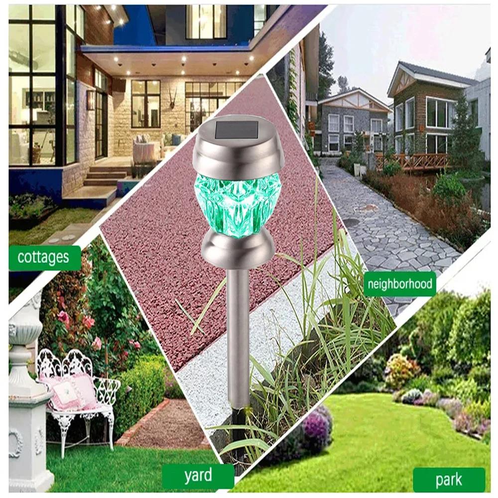 Lampe LED Solaire en Diamant à Poteau Droit, Imperméable, Luminaire Décoratif d'Extérieur, Idéal pou