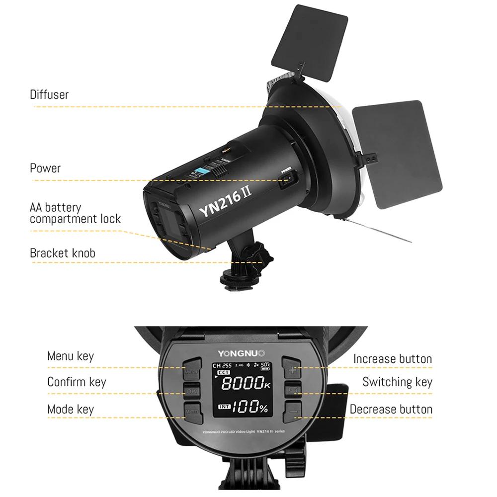 Yongnuo YN216 II 24W 2700-8000K Bicolore LED Video Fill Light YN-216 d'éclairage pour révéler l'appa