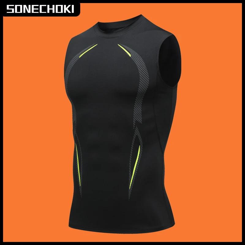 Débardeur de Compression pour hommes, chemise de course, de gymnastique, sans manches, séchage rapid