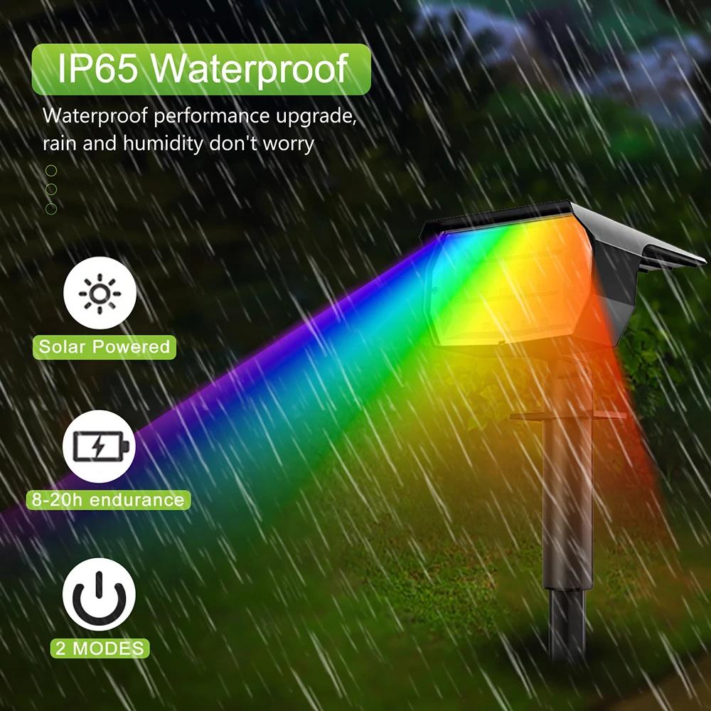 Spot solaire extérieur couleur changeante RGB 48/37/20LED solaire alimenté paysage projecteur jardin