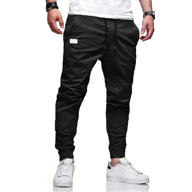 Pantalon cargo homme ample droit sport - Jogger décontracté printemps automne survêtement tissé