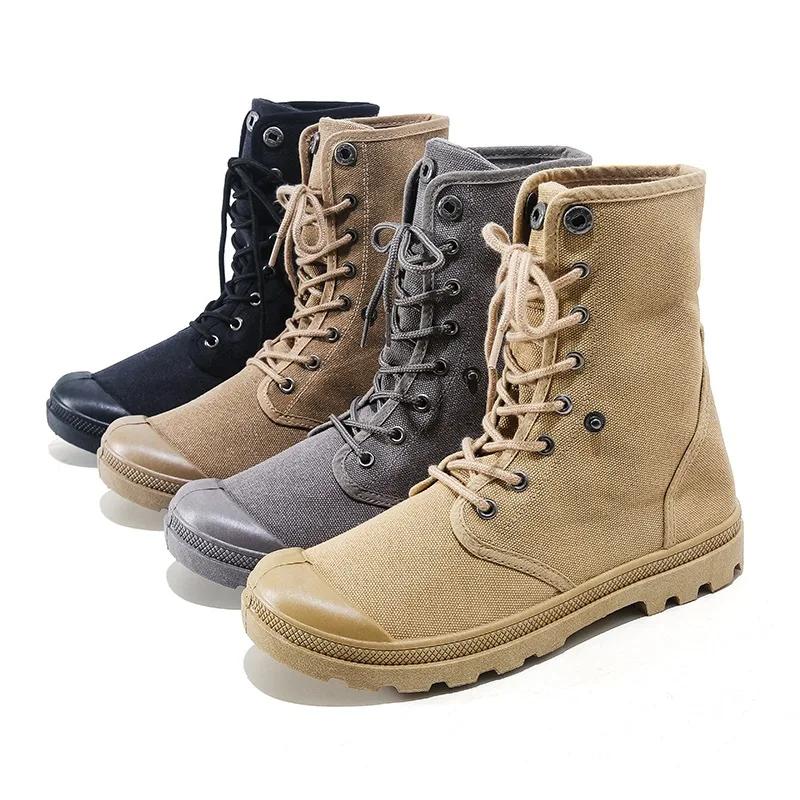 Chaussures de randonnée en plein air pour hommes, bottes de Combat tactiques montantes en toile, cha