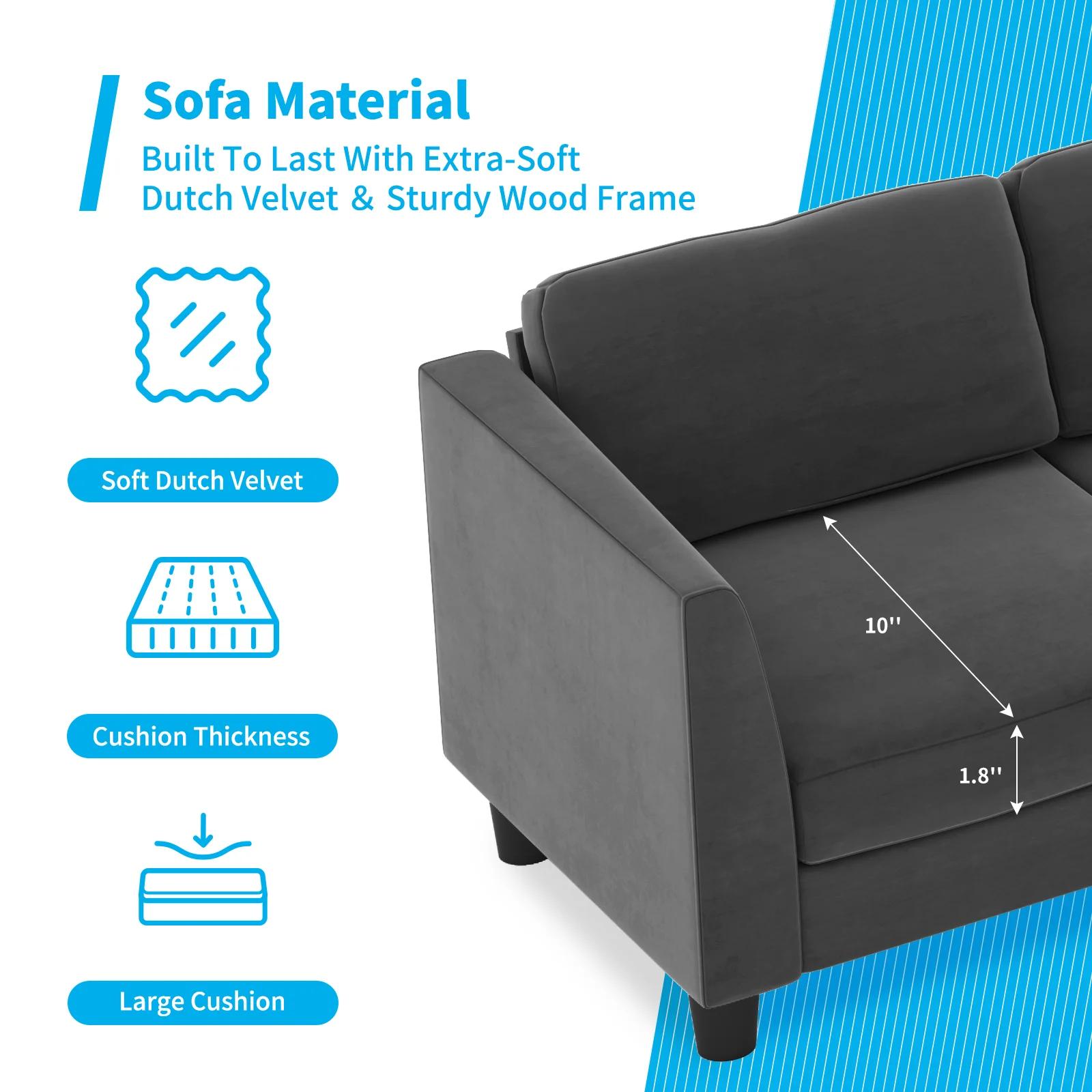 HORGgland-Canapé convertible en forme de L avec chaise réversible, canapé 3 places, O, 87 po