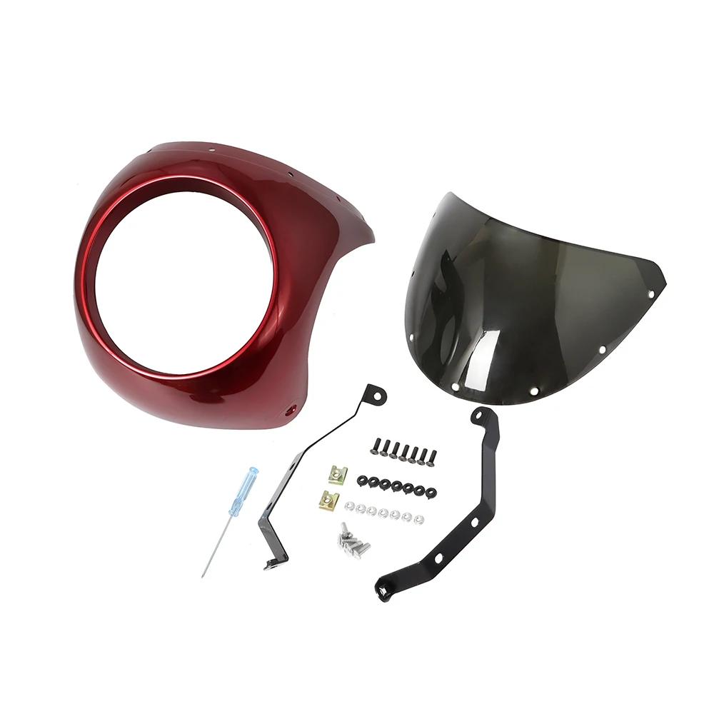 Pare-brise de carénage de phare avant de moto rouge/blanc pour café Racer Honda universel 7 pouces/1