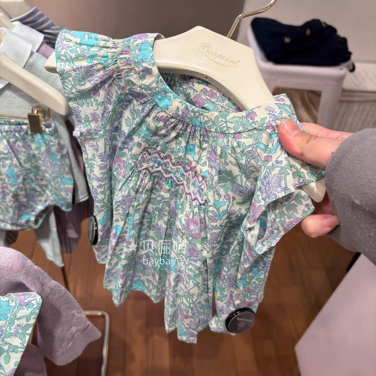 Pré-vente (expédition en avril) 2026 BP Printemps-Été Blouses smockées pour bébés filles Chemises à
