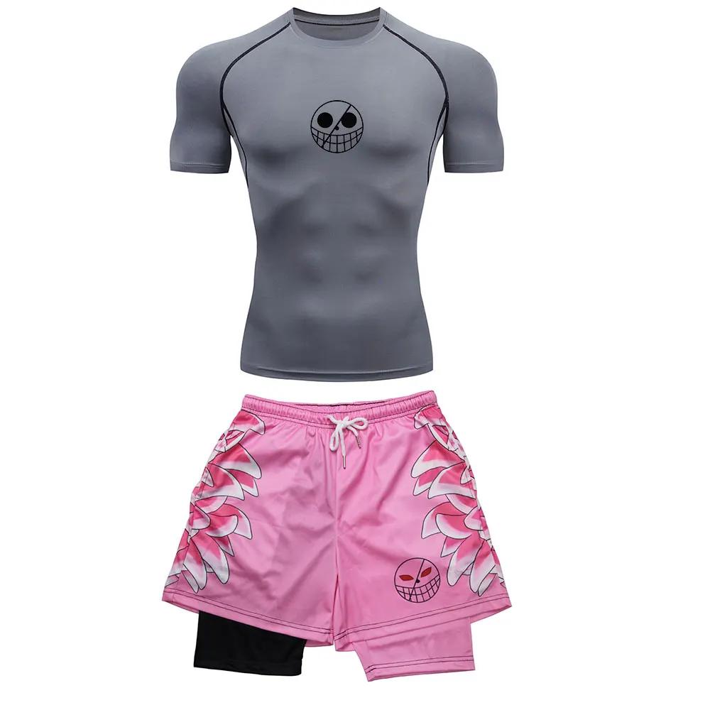 Survêtement course hommes imprimé Anime compression performance fitness sport