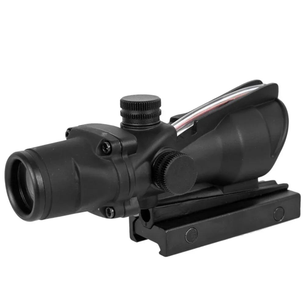 Lunette de chasse 4x32 avec fibres optiques réelles, point rouge vert, réticule gravé éclairé, viseu