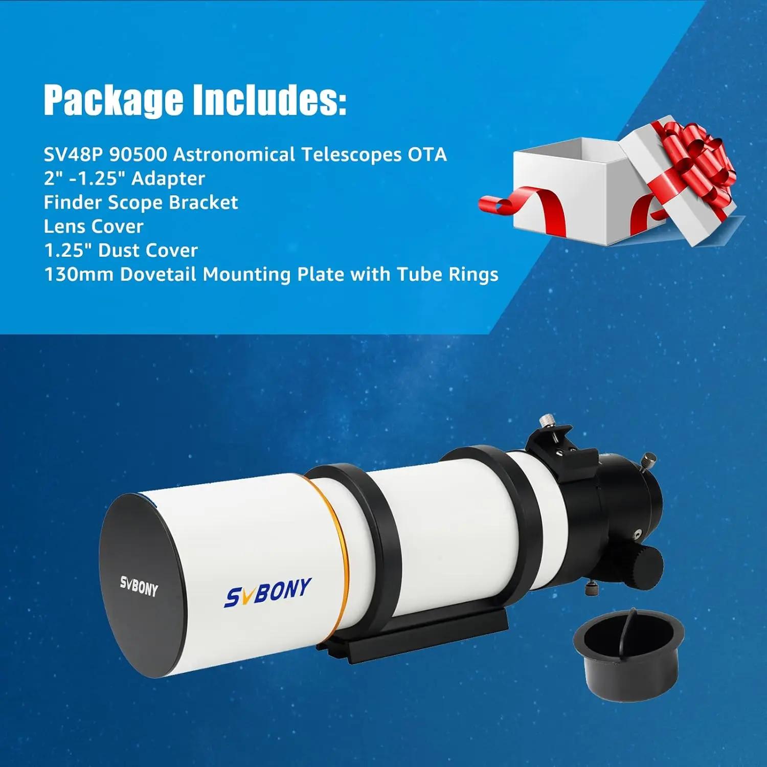 Télescope astronomique Svbony SV48P 90/102 mm d'ouverture OTA, réfracteur à double vitesse de mise a