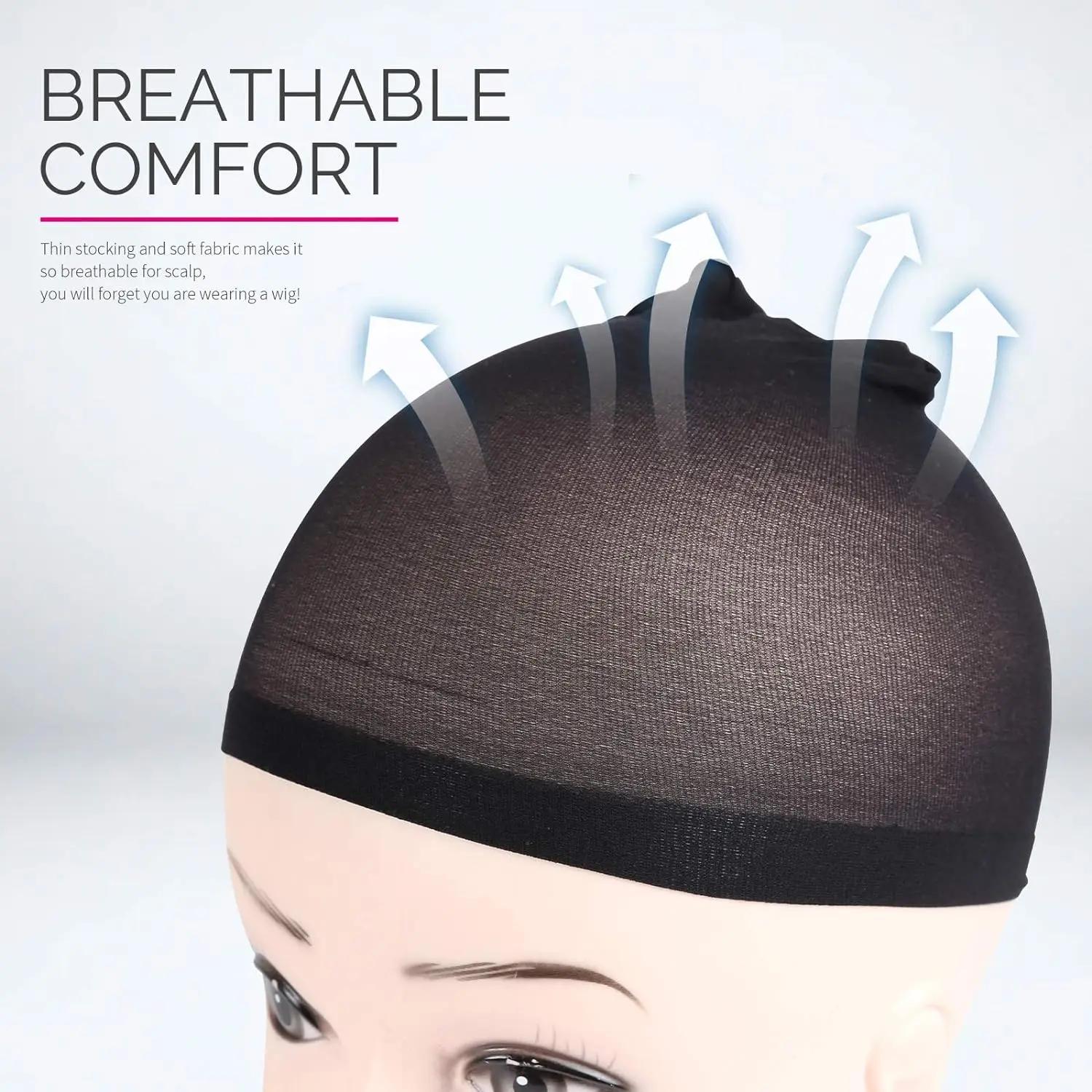Bonnet de perruque 4 pièces bonnets de perruque en nylon bonnets de perruque noirs nus pour femmes b
