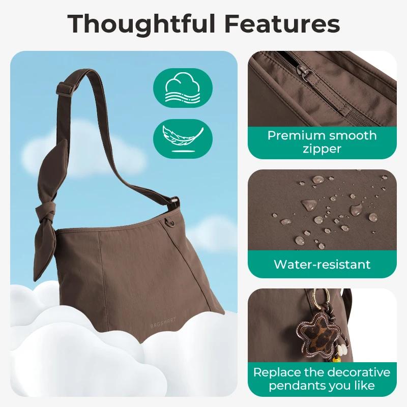 BAGSMART Sac bandoulière grande capacité pour femme, sac à main décontracté, sac de voyage étanche,
