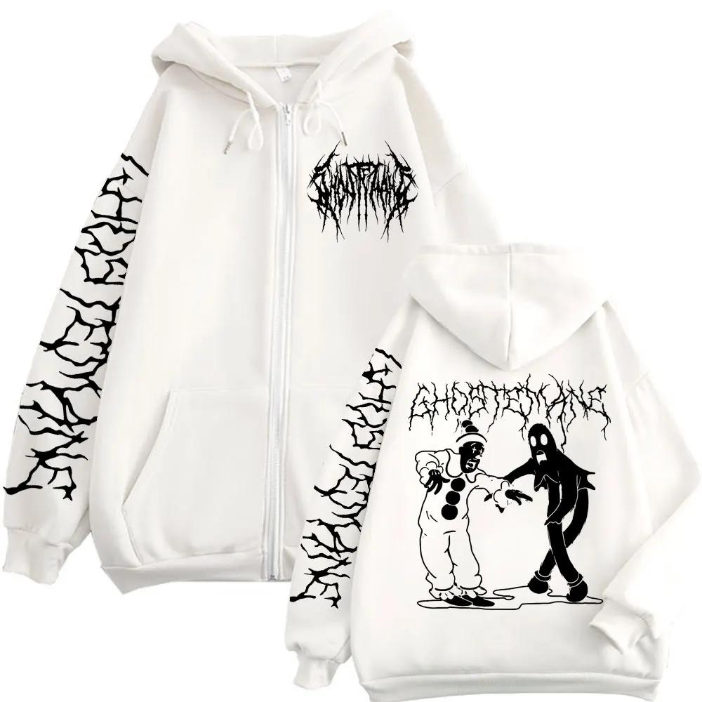 Sweat à capuche imprimé Ghostemane avec fermeture éclair, métal Rock Pop Music, sweat-shirt à capuch