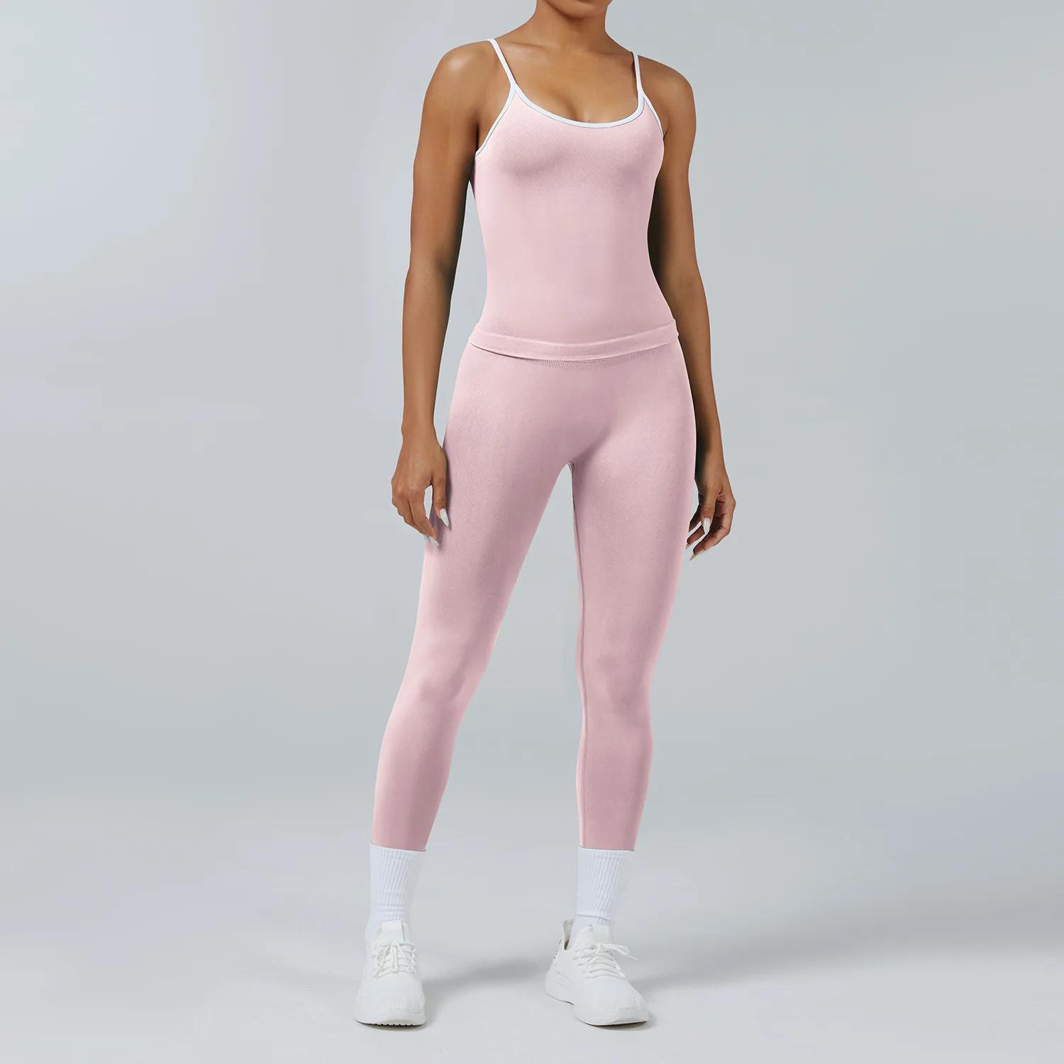Ensemble de vêtements de yoga pour femmes, 2 pièces, survêtement, vêtements de sport sans couture, t