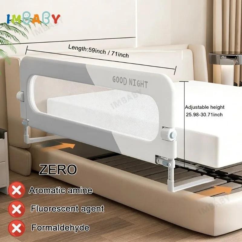 Barrière de lit en forme de L à un seul côté IMBABY | Barrière de sécurité pliable pour bébé sans