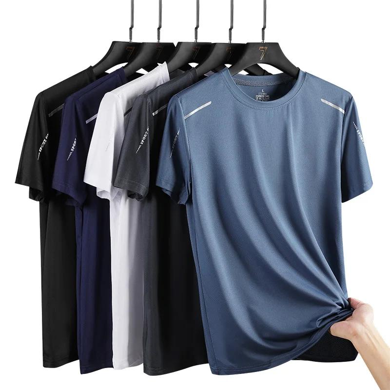 CHRLCK hommes course séchage rapide T-shirts respirant randonnée pêche T-shirts élasticité douce Spo