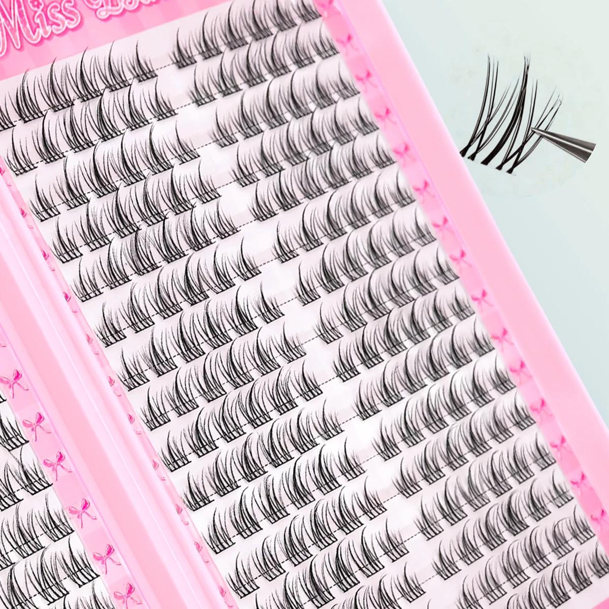 Faux cils naturels légers en grappe de 320, Style tournesol C-Curl, réutilisables pour débutants