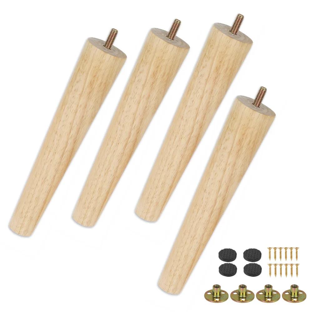 4 ensembles de pieds de meubles en bois massif, Kit de pieds de Table droits obliques, pieds de chai
