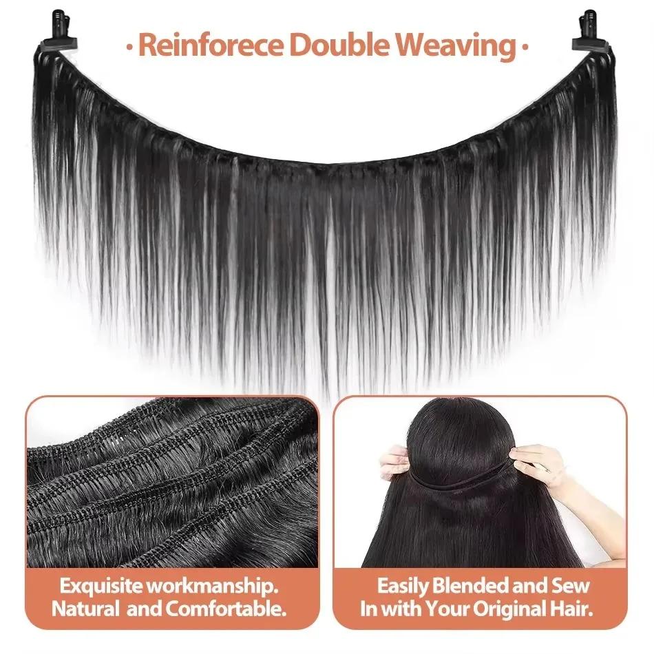 Extensions de cheveux humains brésiliens vierges non traités, lisses comme des baguettes, 28 28 30 p