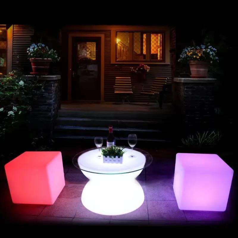 Siège Cube électroluminescent LED télécommandé pour l'extérieur, 16 couleurs, tabourets de Bar KTV,