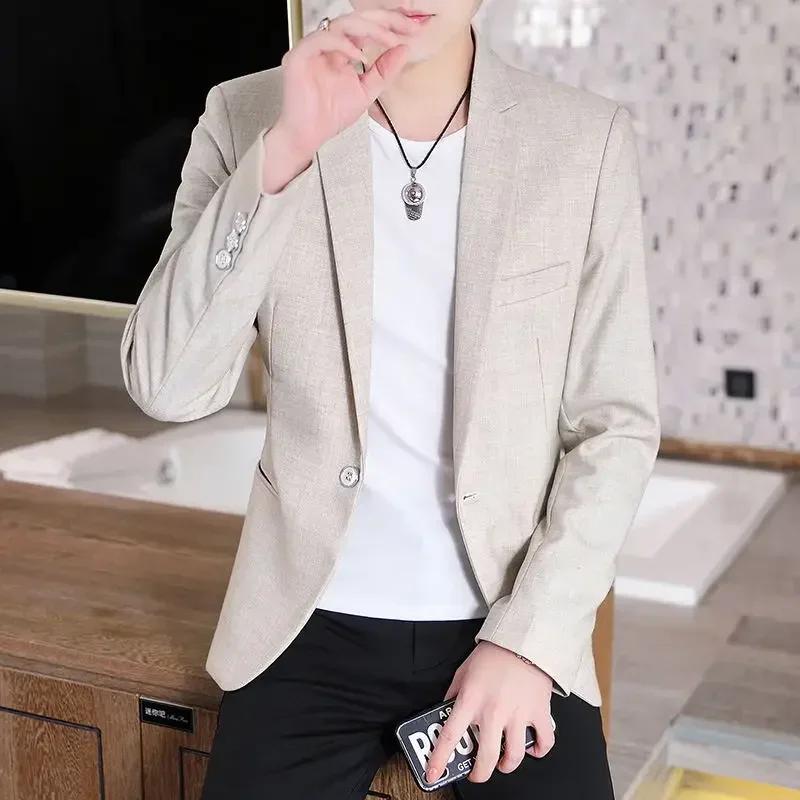 Blazer Slim Fit pour Homme, Mode Business, Beau Gentleman, Version Coréenne du Style Britannique, Lo