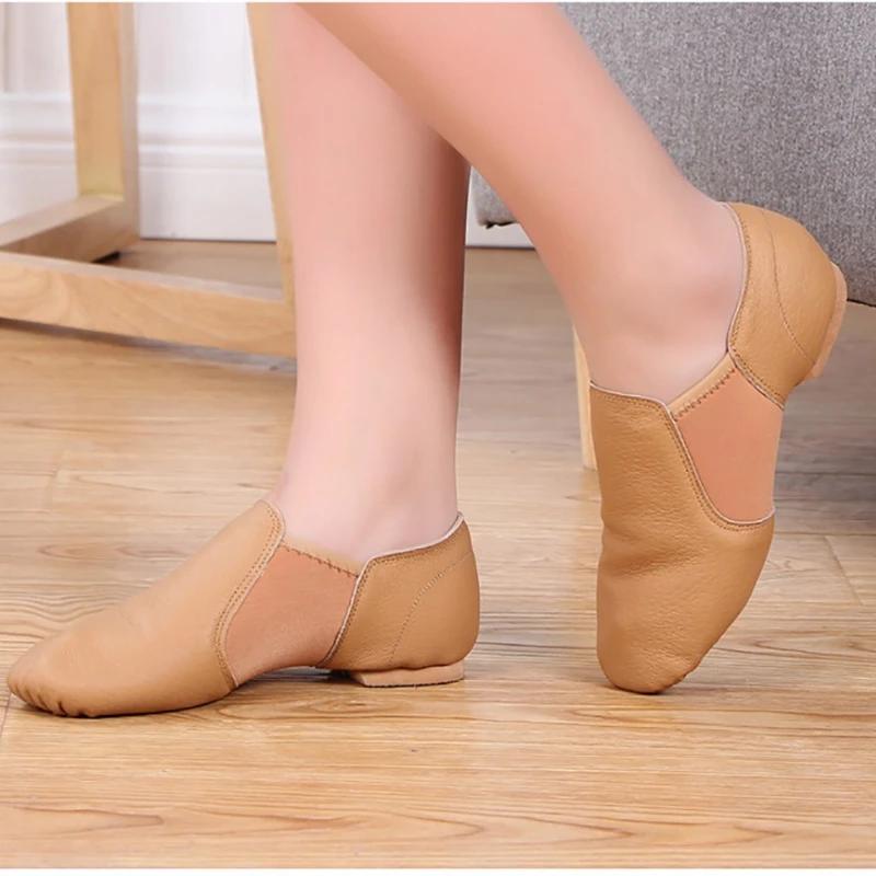 Chaussures de danse Jazz en peau de mouton de qualité, semelle antidérapante noire beige, chaussures