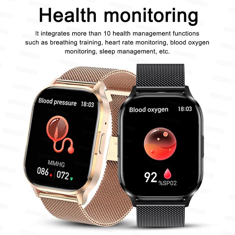 Femmes Smartwatch 2.01 pouces AMOLED écran Bluetooth appel NFC Sport montre pression artérielle musi
