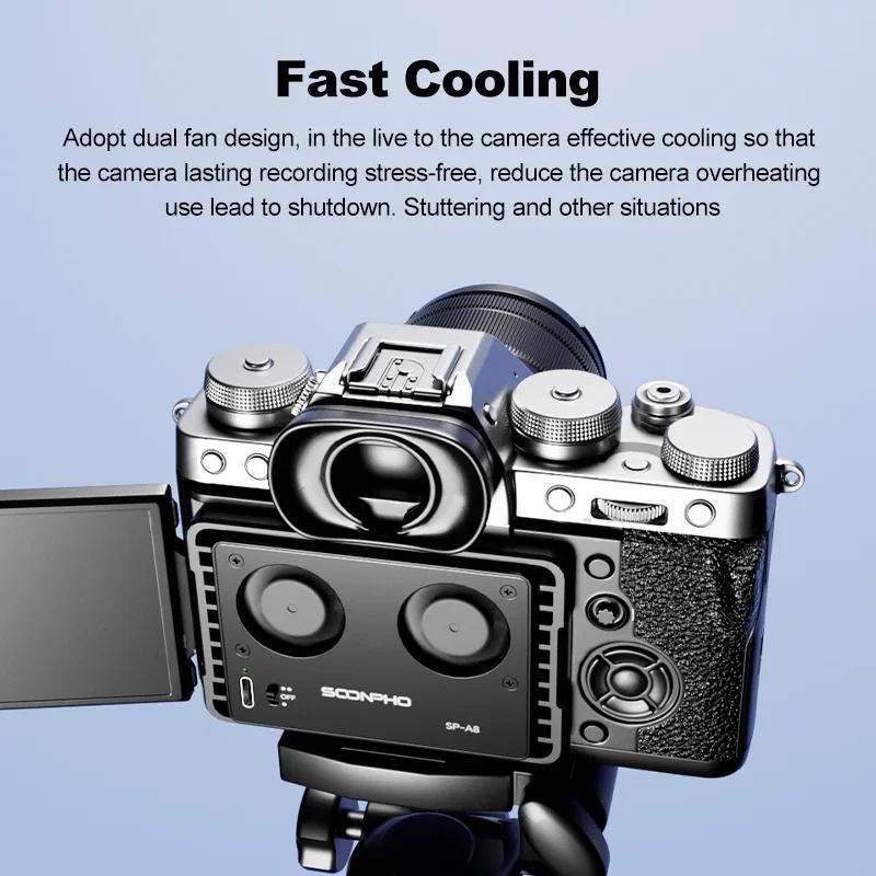 SOONPHO SP-A8 ventilateur de refroidissement de caméra pour Canon Sony FUJI A7M4 ZVE1 A6700 A7C2 ZVE