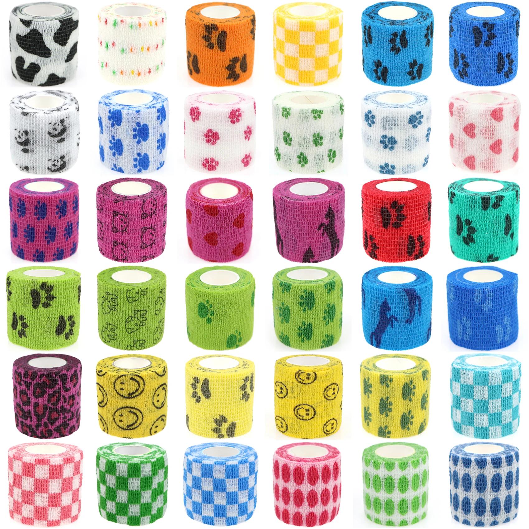 24 rouleaux de pansement élastique auto-adhésif, bande cohésive, enveloppe vétérinaire pour chien, c