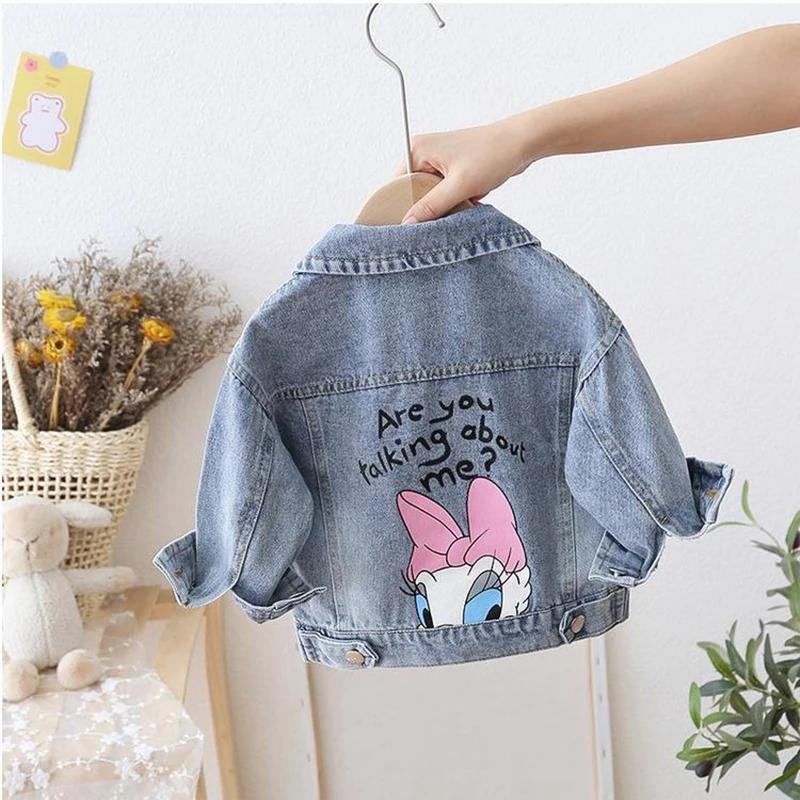 Nouvelle veste en jean à motif marguerite de dessin animé pour filles de 2 à 7 ans, manteau décontra