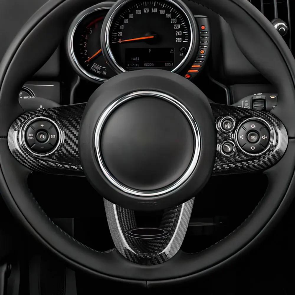 Couverture d'airbag de volant en Fiber de carbone véritable, autocollant intérieur de voiture pour M