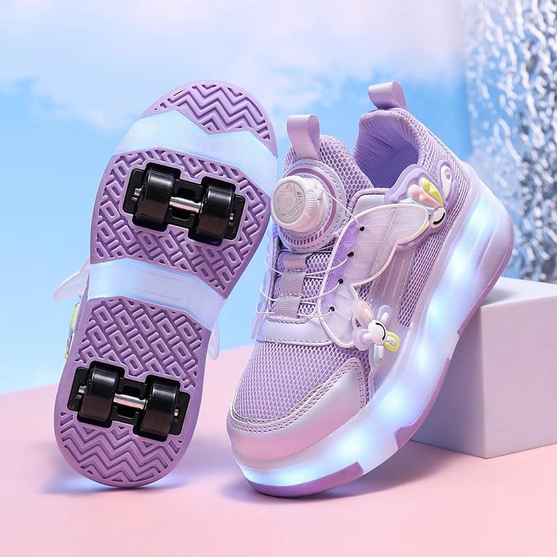 Chaussures de course respirantes pour filles, nouveau style élégant princesse Flash light, patins à
