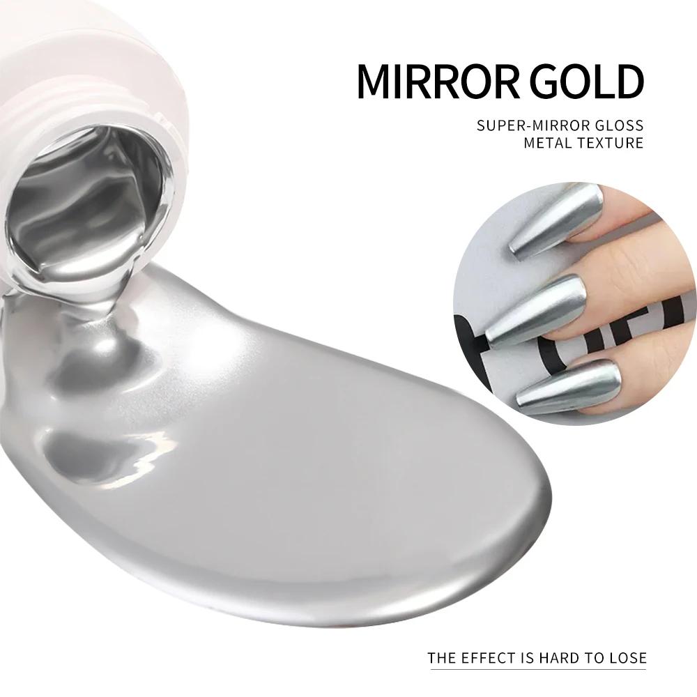 MingLee argent métal Gel métallique vernis à ongles Chrome 3D métal peint Gel vernis 5ml liquide eff