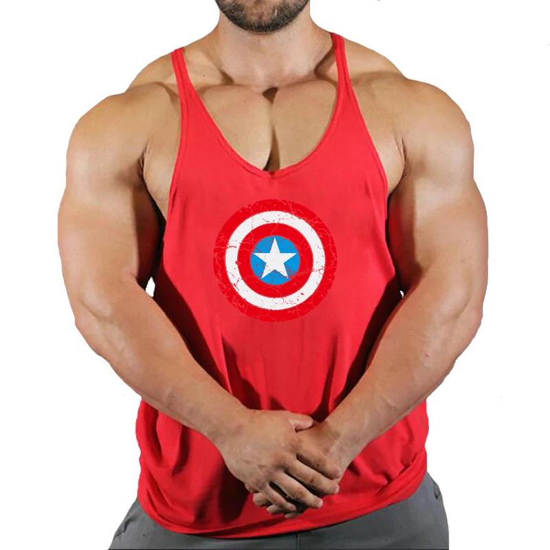 Mode d'été tendance fitness gilet hommes fitness vêtements de sport fitness impression cool chemise