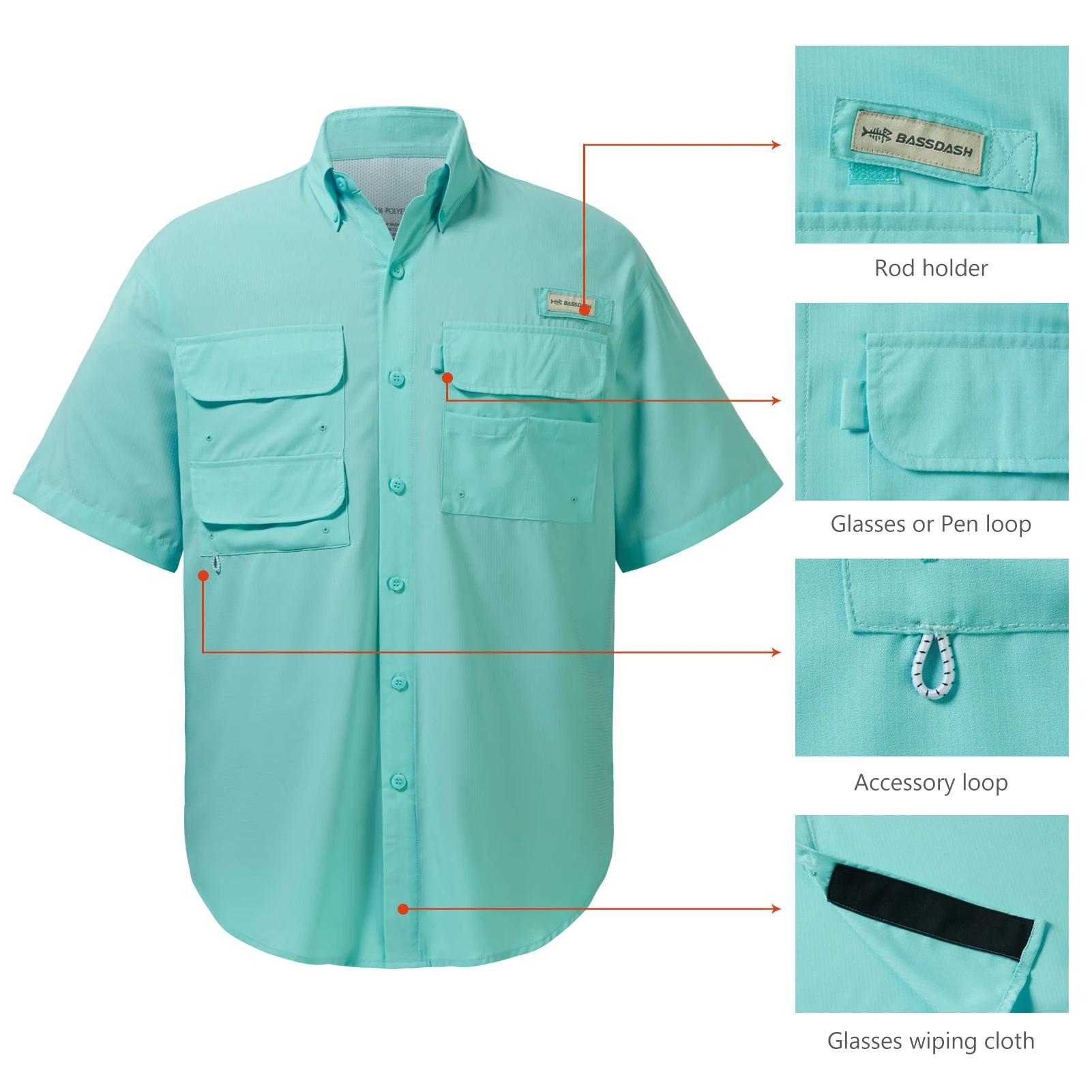 Bassdash – robe de pêche à manches courtes pour hommes, chemise tissée à boutons, pour l'extérieur,