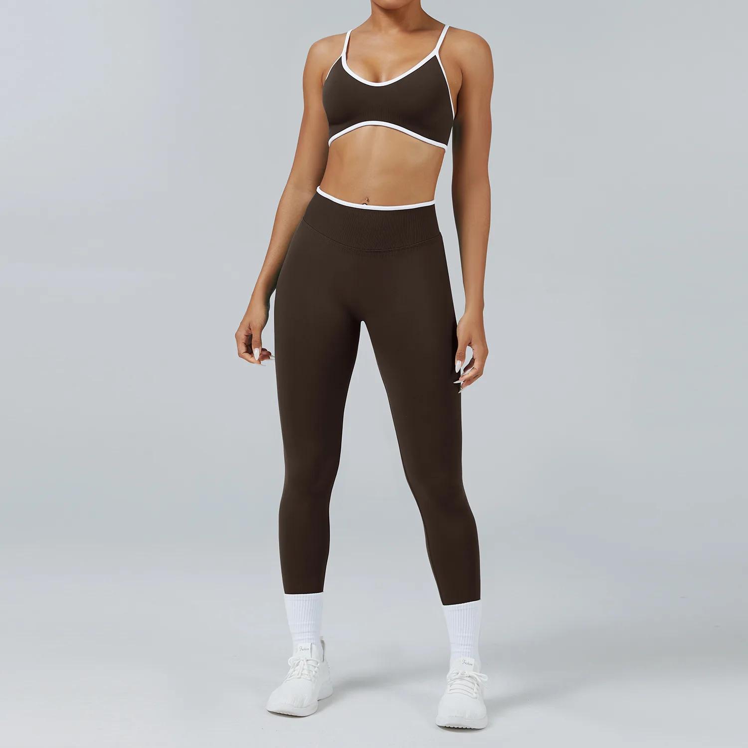 Ensemble de sport 2 pièces pour femmes, survêtement de sport, pantalon de yoga push-up, soutien-gorg