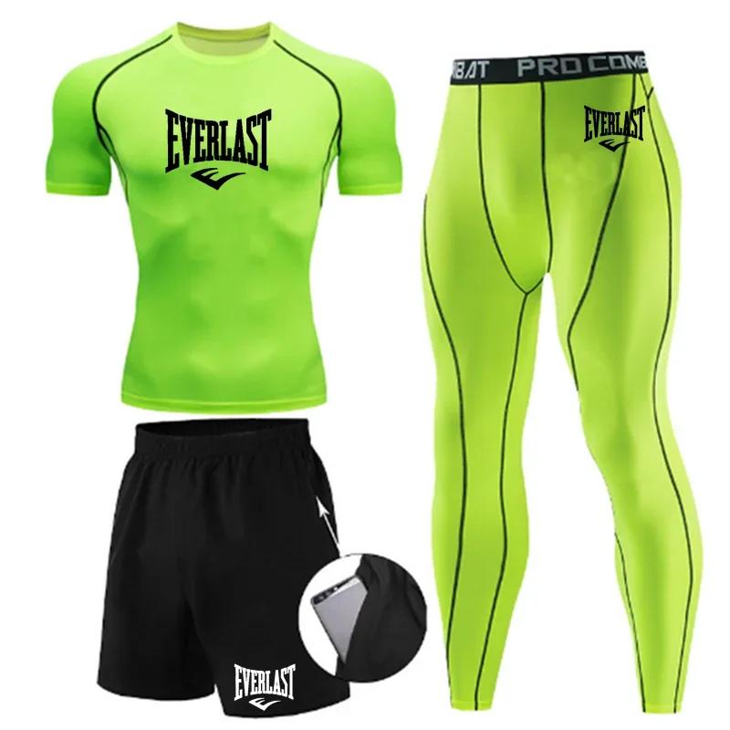 EVER/LAST noir hommes costumes chemises de Compression Leggings élasticité Fitness gymnase course re