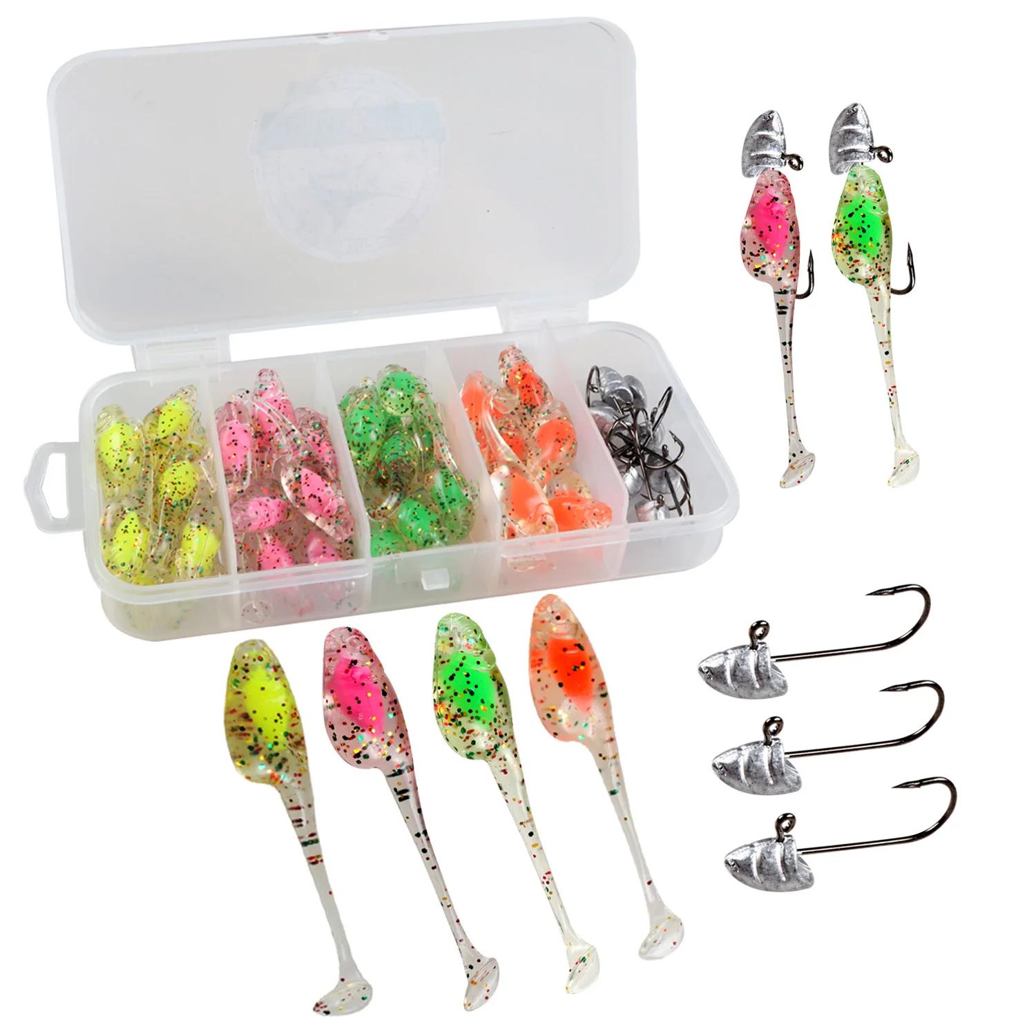 JOHNCOO 5 cm 0.8g T pagaie queue Shad Ajing leurre de pêche Rockfish caoutchouc souple leurre artifi