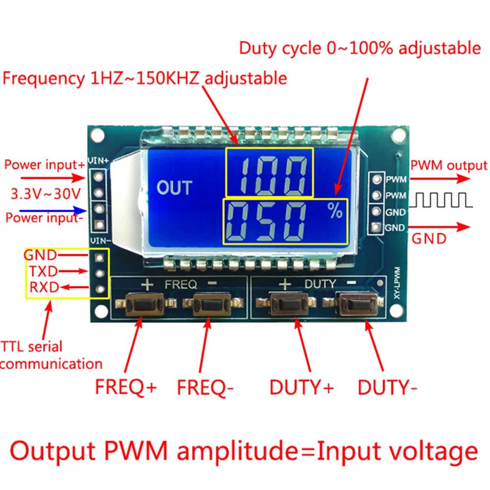 Générateur de Signal double Mode DC 3.3V-30V, 1 canal, 1Hz-150KHz, onde carrée, LCD, PWM, fréquence